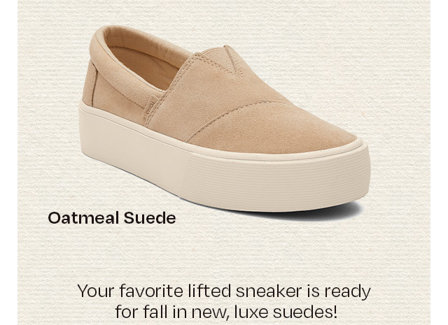 Fenix Platform Oatmeal Suede Slip On Sneaker