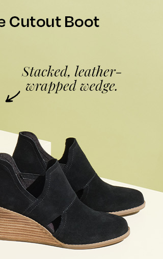 Stacked, leather-wrapped wedge.