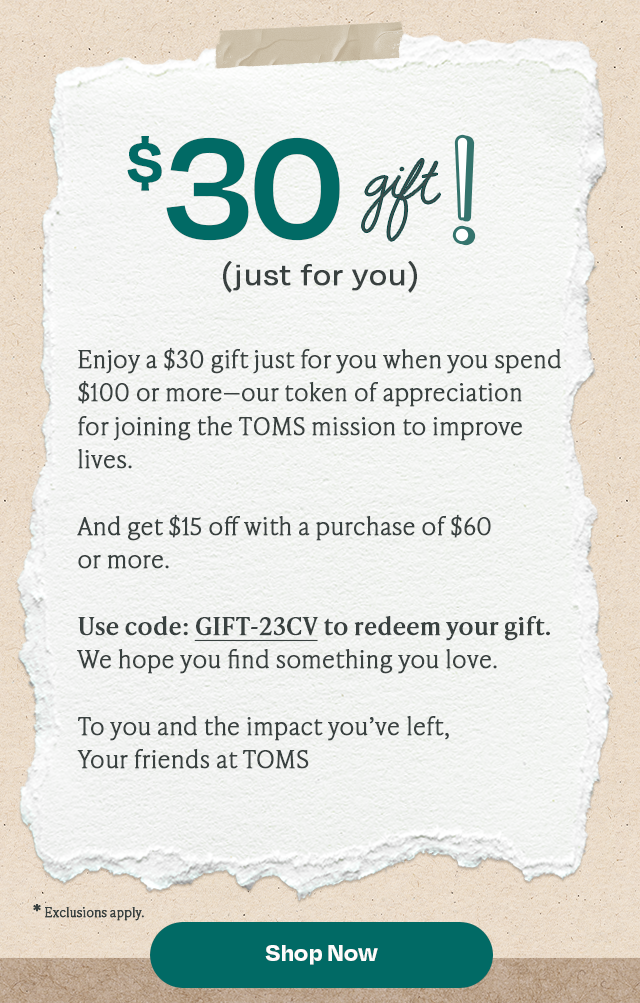 $30 Gift! (just for you)