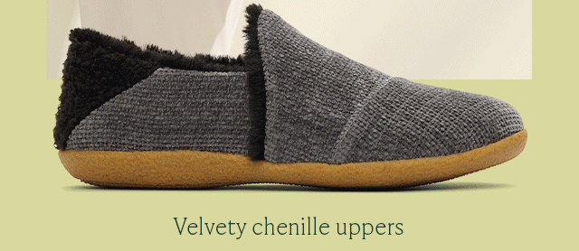 Velvety chenille uppers