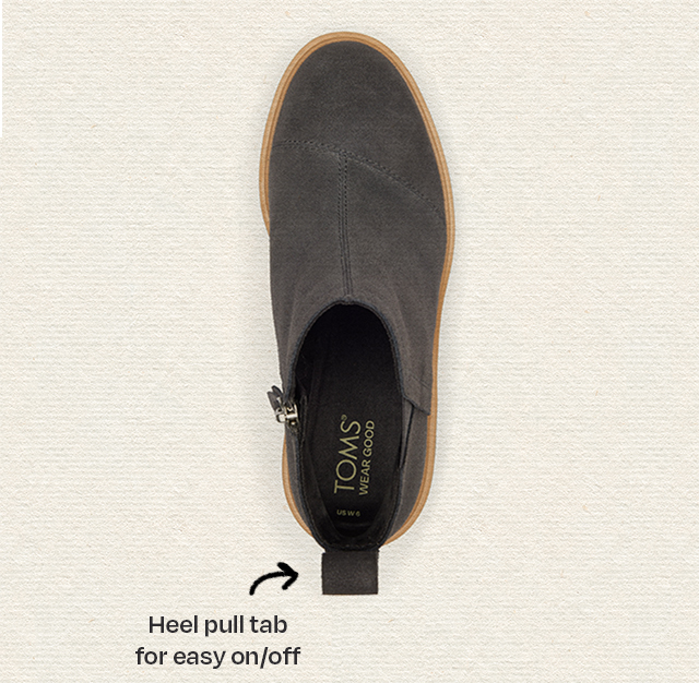 Heel pull tab for easy on/off