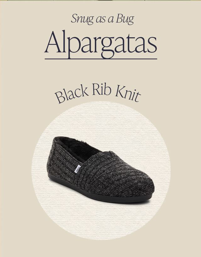 Alpargata Black Rib Knit With Faux Fur