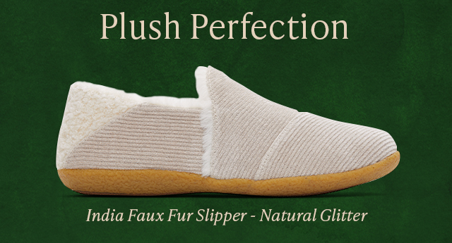 India Faux Fur Slipper - Natural Glitter