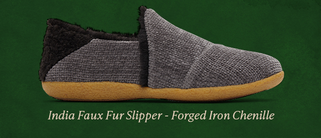 India Faux Fur Slipper - Forged Iron Chenille