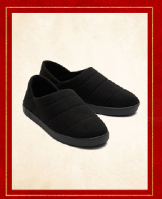 Ezra Black Faux Fleece Convertible Slipper