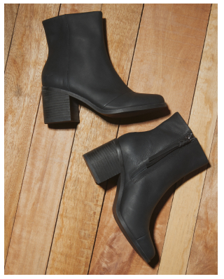 Evelyn Black Leather Heeled Boot