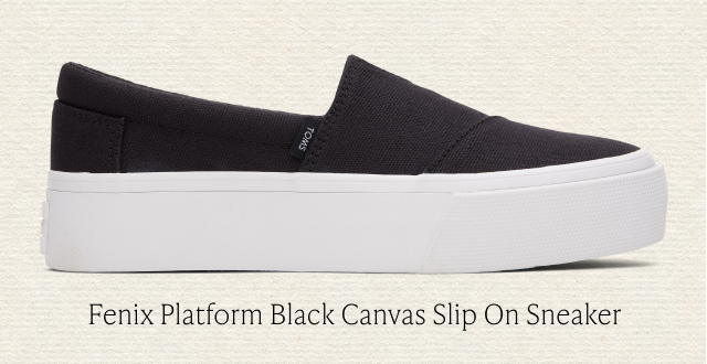 Fenix Platform Black Canvas Slip On Sneaker