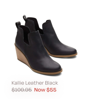 Kallie Black Leather Wedge Boot