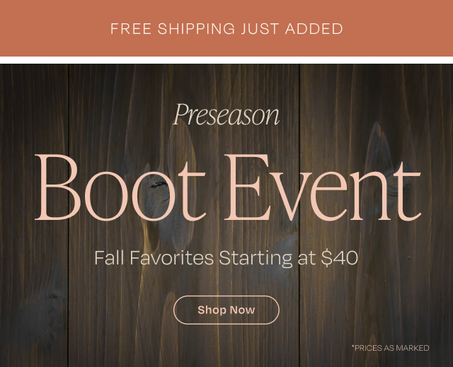 Preseason Boot Event + Free Shipping