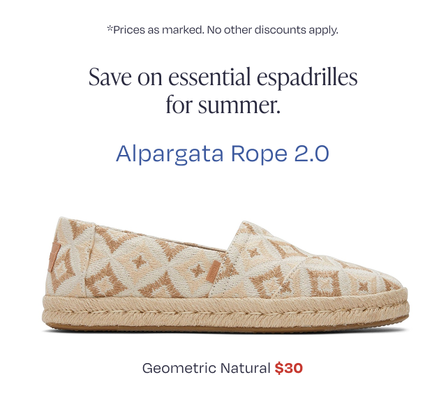 Save on essential espadrilles for summer. Alpargata Rope 2.0