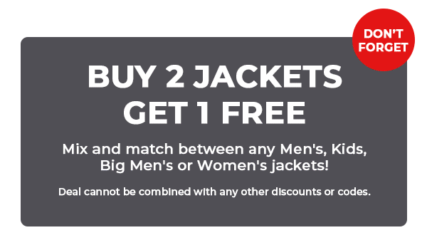 Buy 2 Jackets Get 1 Free