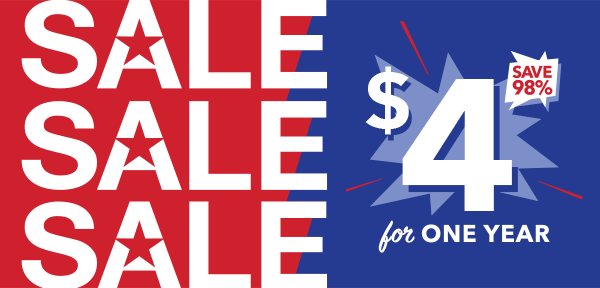 4th of July Sale, 4 Dollars for 1 Year