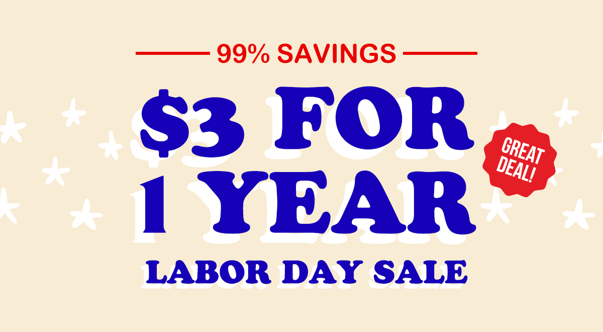 Labor Day Sale - $3 for 1 Year