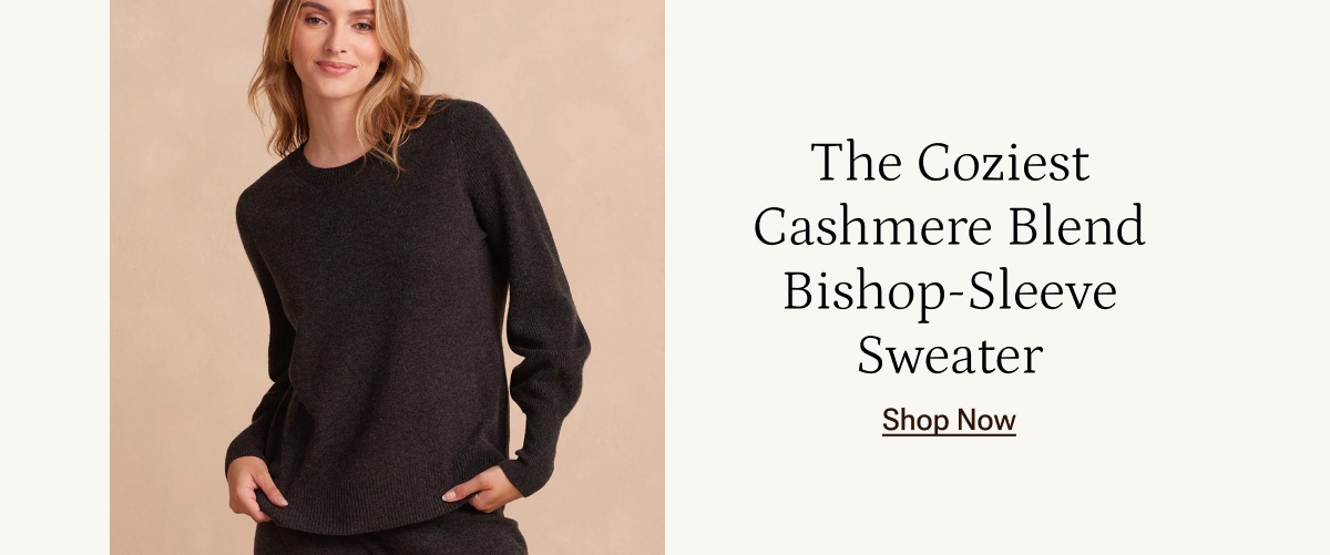 Shop the The Coziest Cashmere Blend Bishop-Sleeve