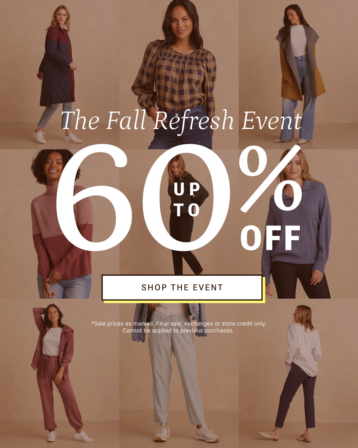 The Fall Refresh Event. Shop up to 60% off 100s of styles.