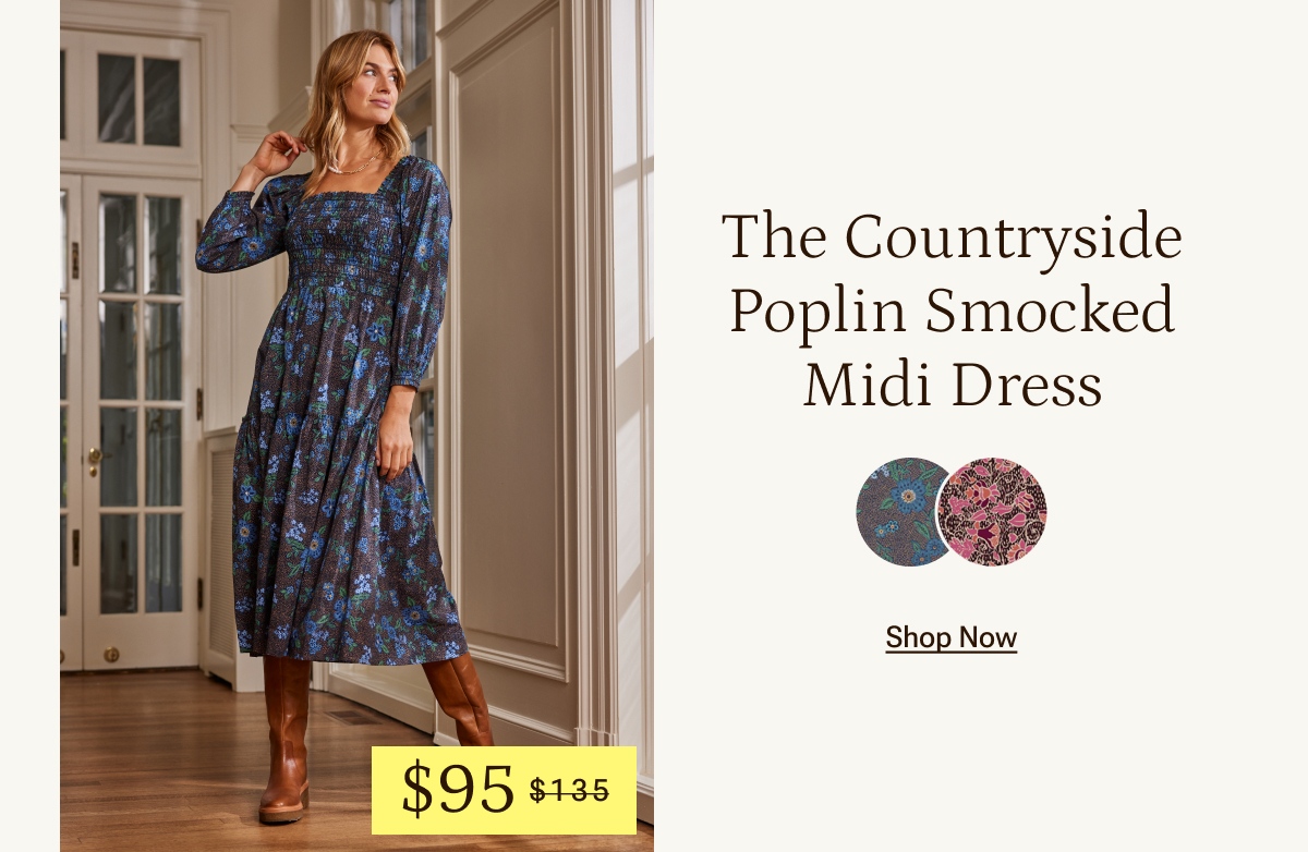 Shop the Countryside Poplin Smocked Midi Dress