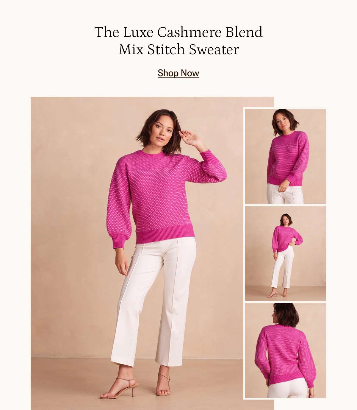 Shop the Luxe Cashmere Blend Mix Stitch Sweater.