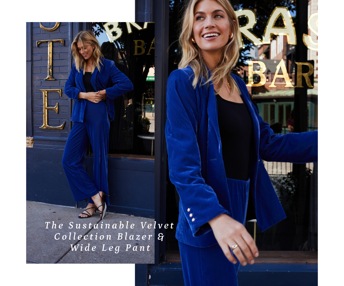 Shop the Sustainable Velvet Blazer and Wide Leg pant