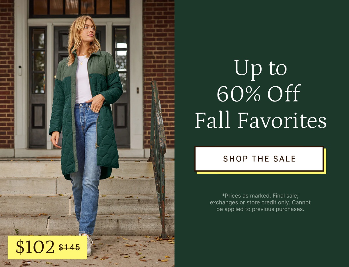 Shop up to 60% off fall favorites.