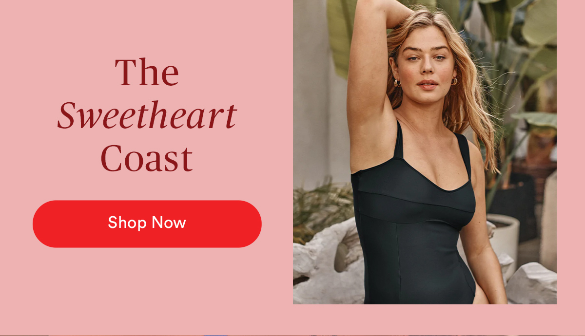 The Sweetheart Coast. Image of woman wearing the Summersalt Sweetheart Coast in Sea Urchin.
