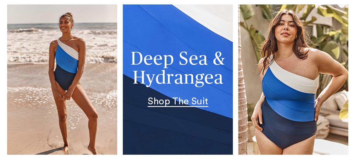 Deep Sea and Hydrangea Sidestroke. Shop the Suit.