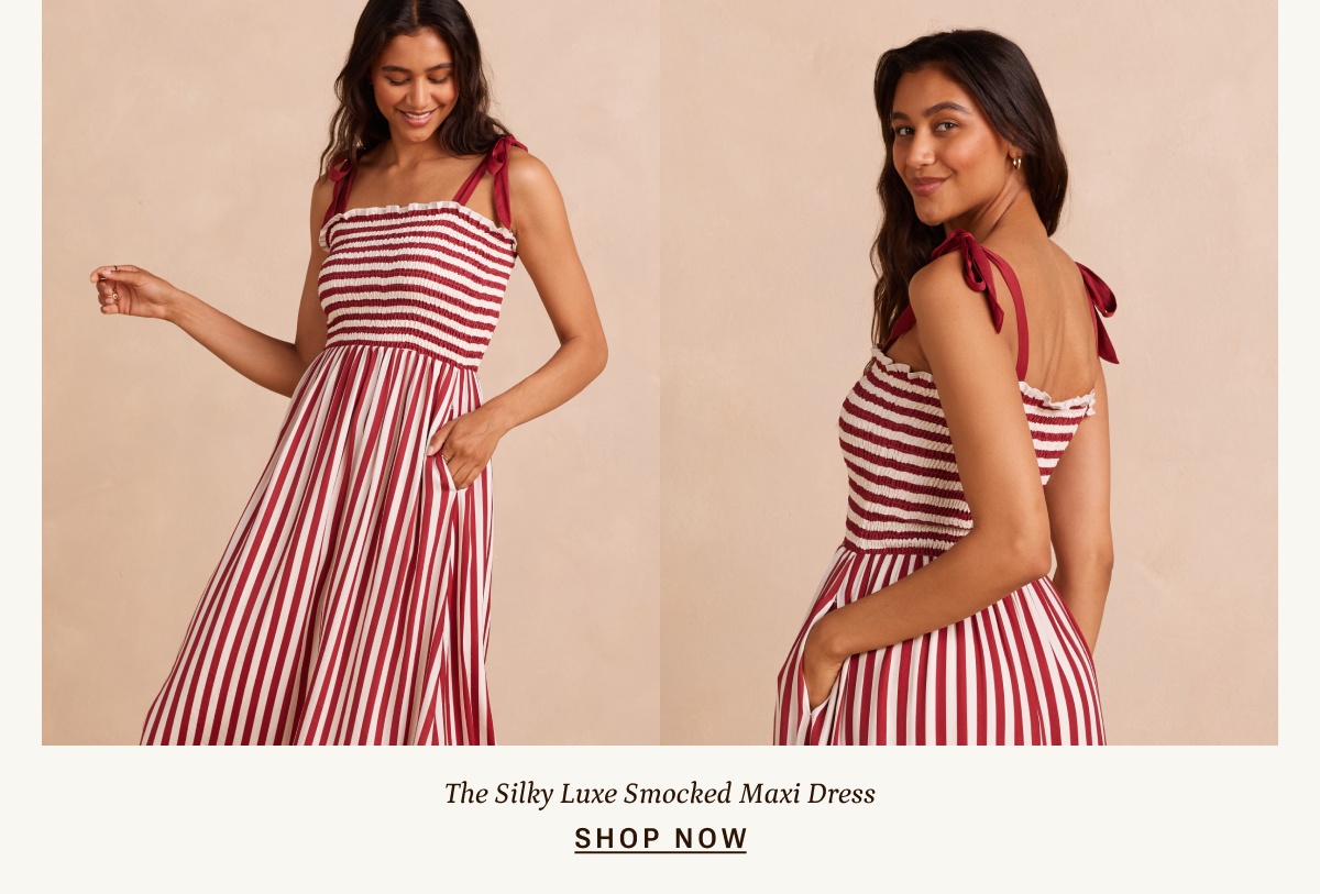 Shop the Silky Luxe Smocked Maxi Dress.