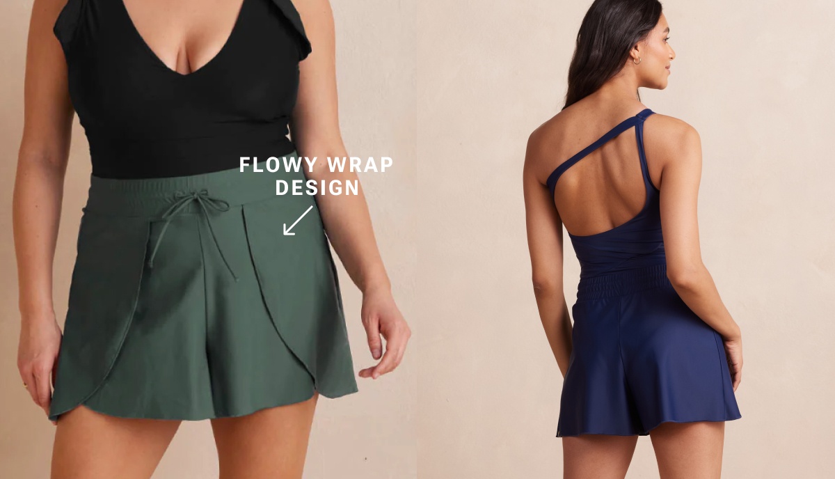 Flowy wrap design and a high waist.