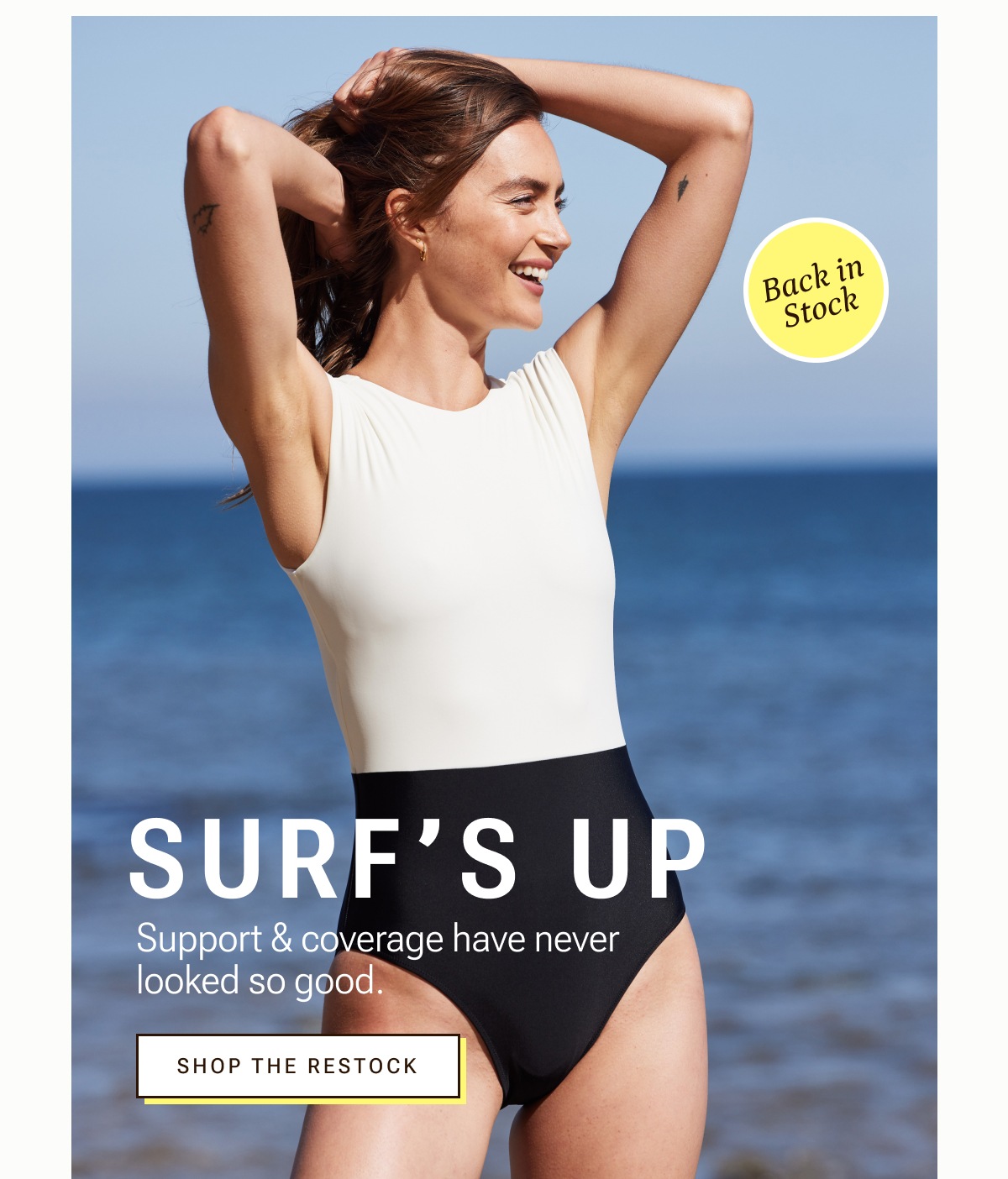 Surf's up. Support and coverage have never looked so good. Shop the restock.