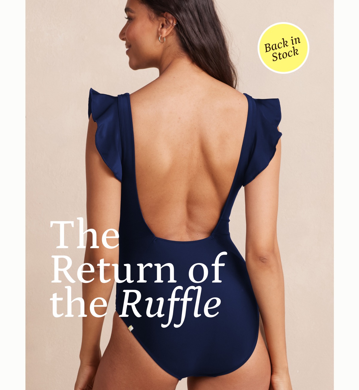 The return of the Ruffle. Shop back in stock.