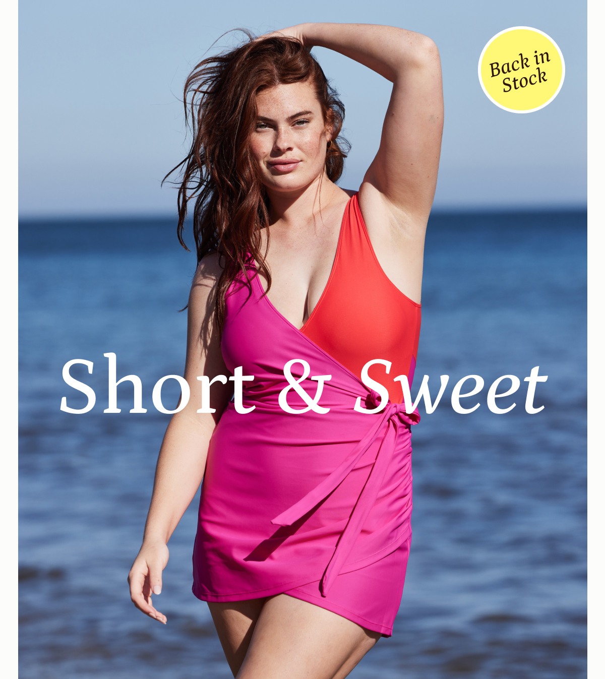 Short and sweet. Shop back in stock cover-ups.