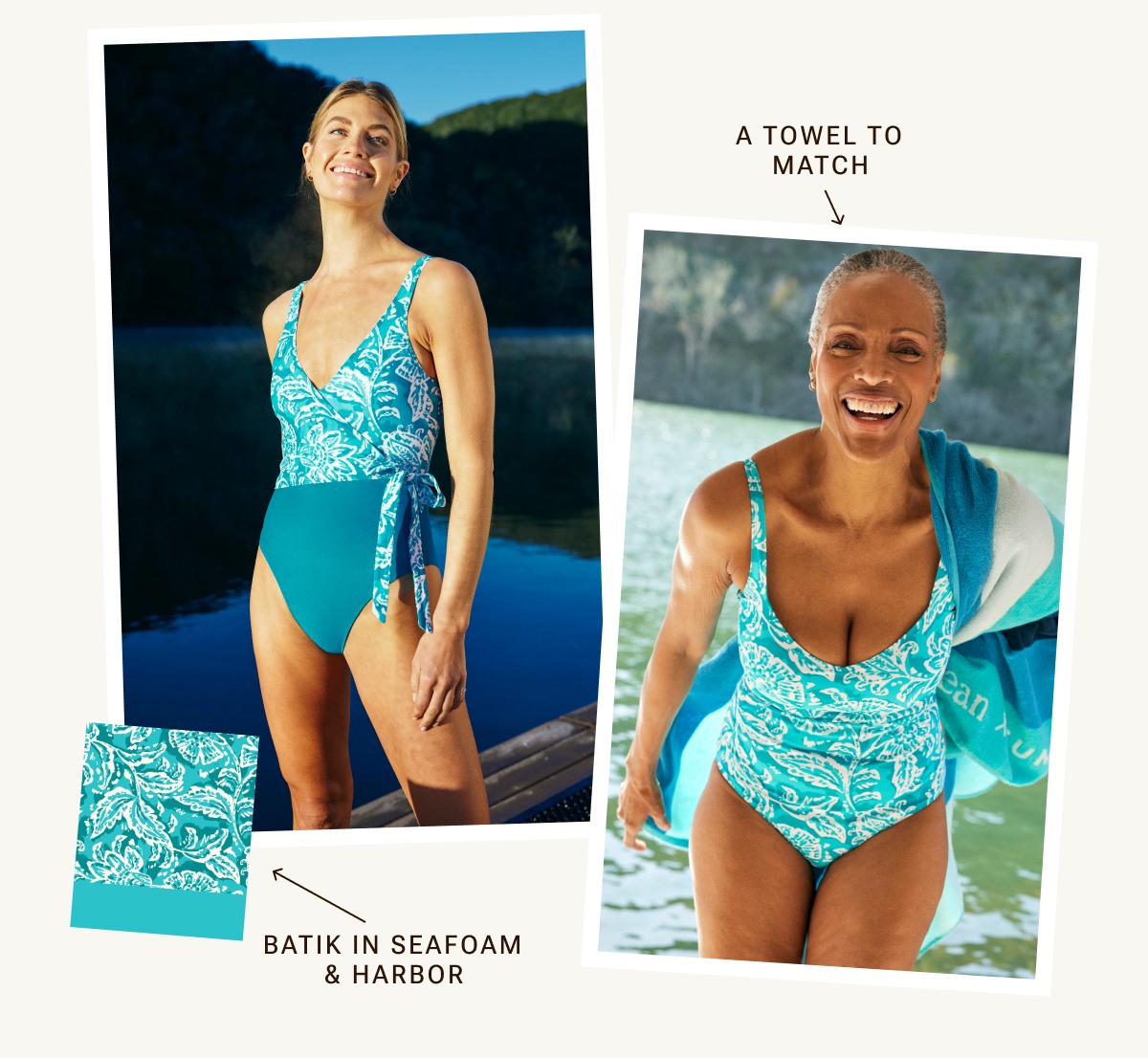 Shop Batik in Seafoam and Harbor. Plus, add a towel to match.