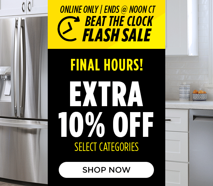 Beat the Clock Flash Sale! Extra 10% off select categories - Ends 1/1