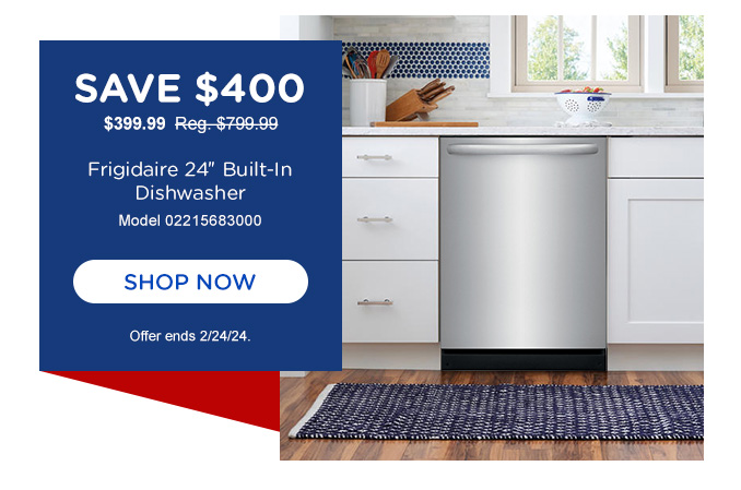 Save $400 on Frigidaire Built in Dishwasher