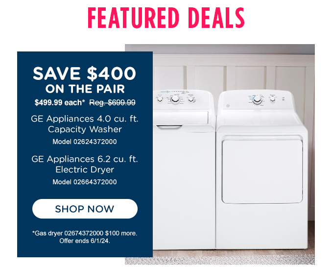 Save $400 on the pair of GE washer/dryer