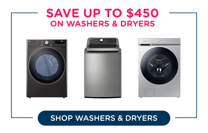 Save up to $450 on washers & dryers