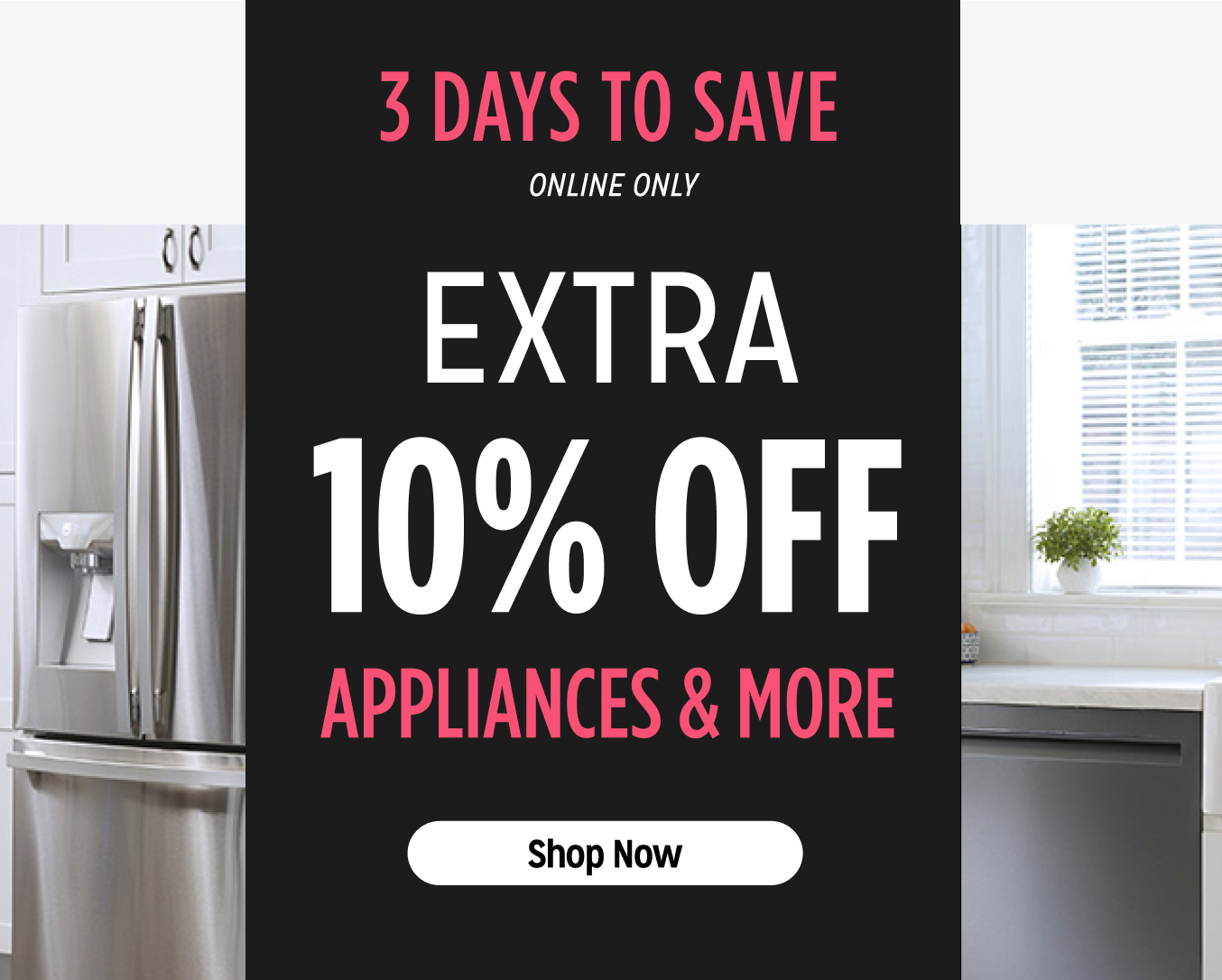 3 Days to Save Flash Sale! Online Only - Extra 10% off Appliances and More - Ends 2/3 @ Noon