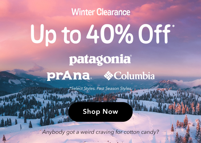 Up to 40% off Winter Clearance