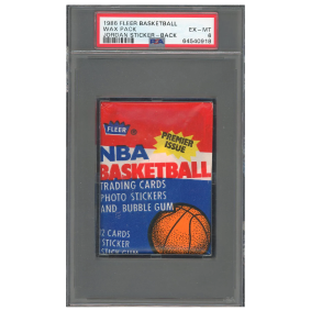 1986/87 Fleer Basketball Wax Pack Jordan Sticker Back PSA 6