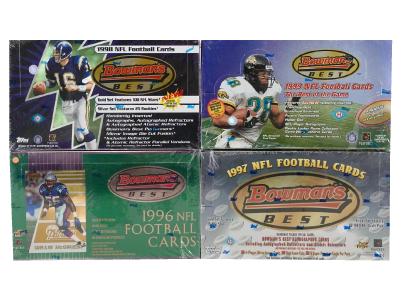 1996 + 1997 + 1998 + 1999 Bowman's Best Football Hobby 4-Box - 24-Spot Random Pack Break #1