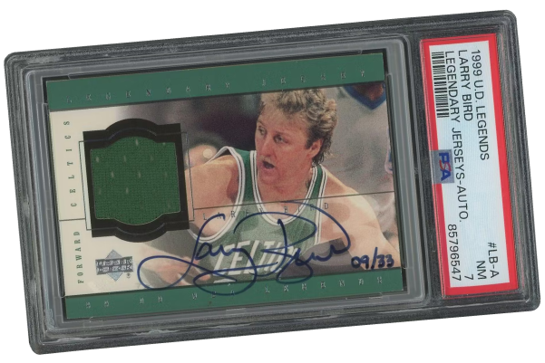1999 Upper Deck Century Legends Larry Bird Jersey Auto PSA 7