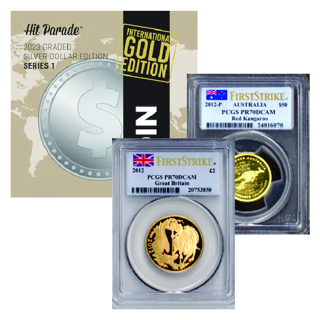 2023 HIT PARADE GRADED SILVER DOLLAR INTERNATIONAL GOLD EDITION HOBBY BOX