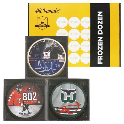 2023/24 HIT PARADE AUTOGRAPHED HOCKEY PUCK FROZEN DOZEN HOBBY BOX