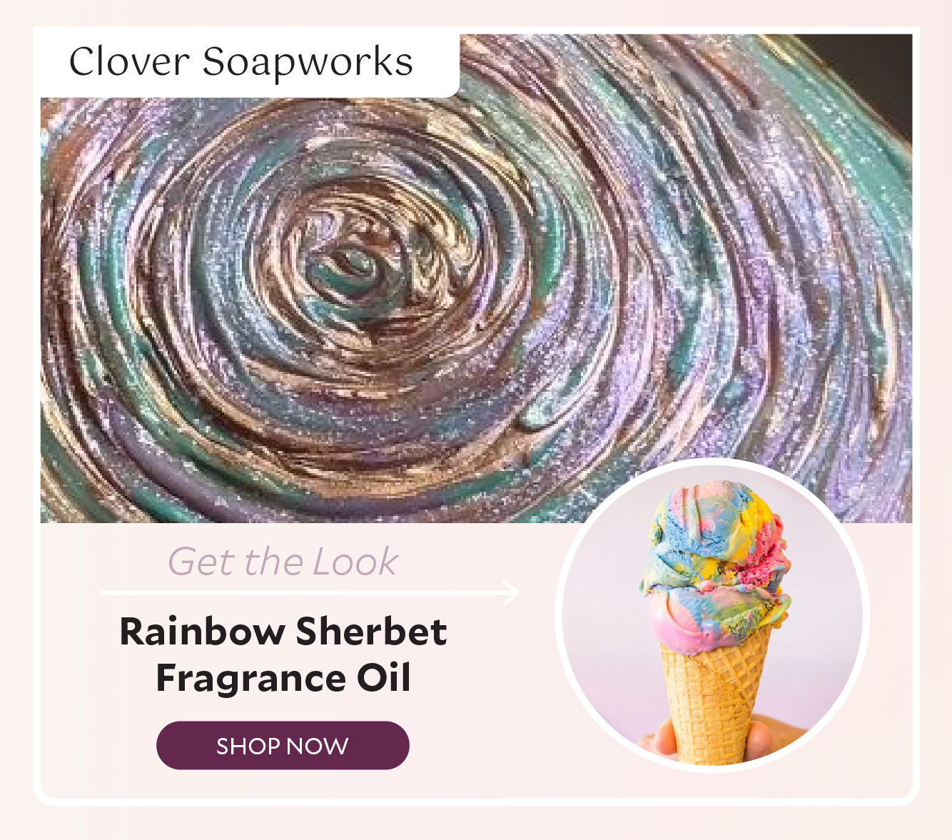 Clover Soapworks created this batch of soap using Rainbow Sherbet Fragrance Oil