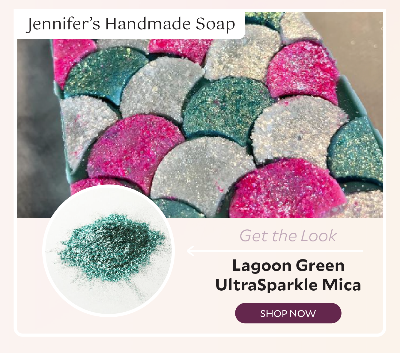 Jennifer's Handmade Soap used Lagoon Green UltraSparkle Mica for this soap!