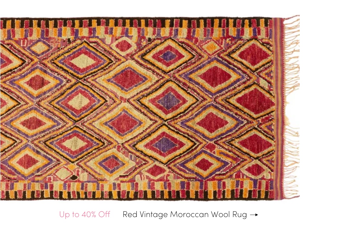 Red Vintage Moroccan Wool Rug - 5'11" x 14'4"