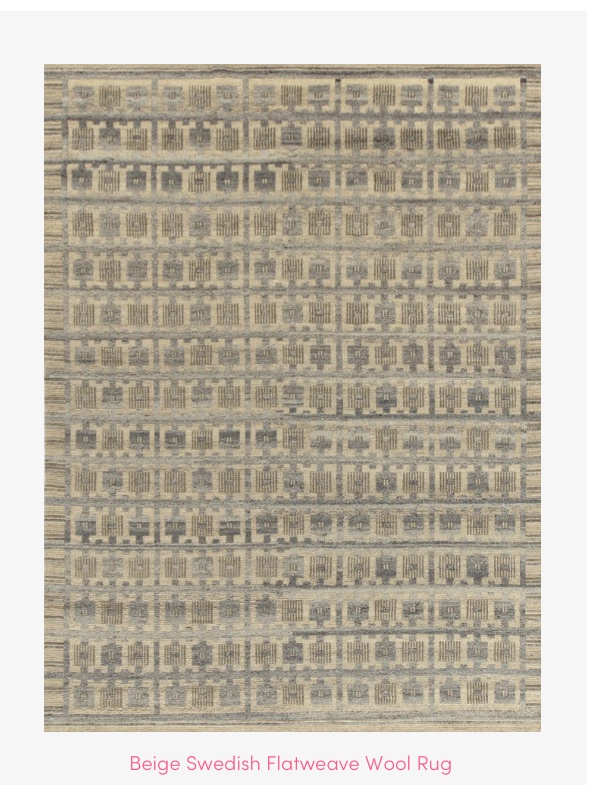 Beige Swedish Flatweave Wool Rug