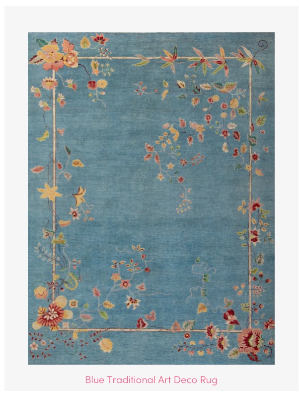 Blue Traditional Art Deco Rug