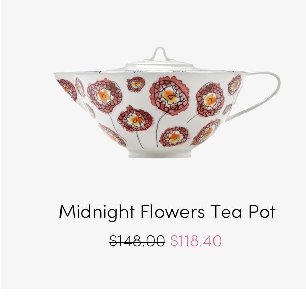 Midnight Flowers Tea Pot