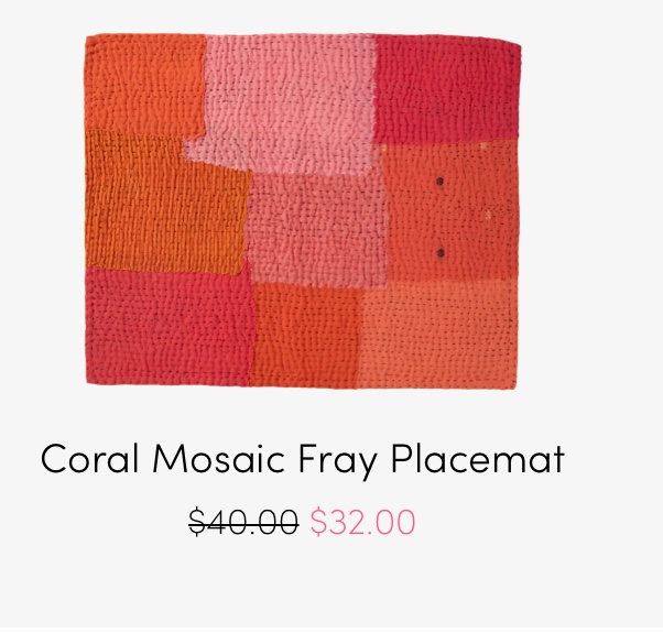 Coral Mosaic Fray Placemat