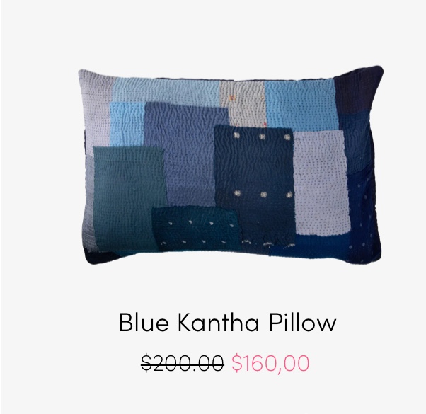 Blue Kantha Pillow